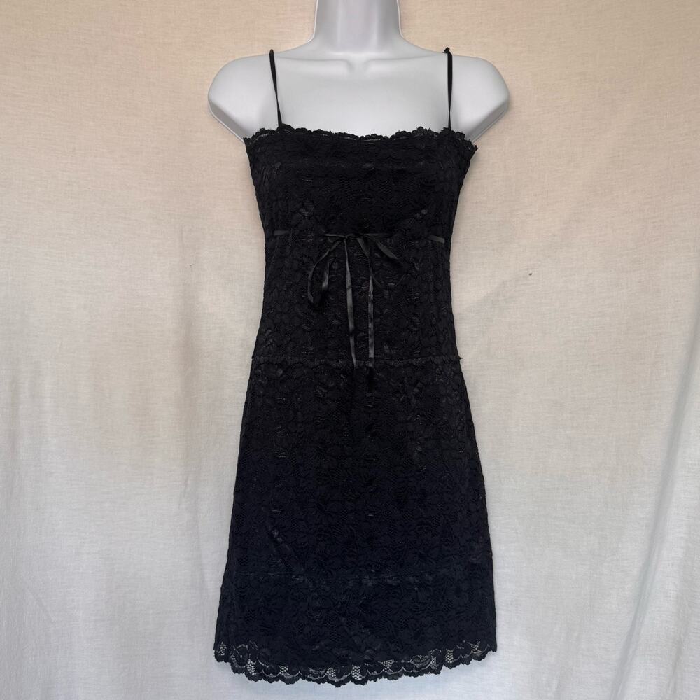 Ruby Rose Black Lace Satin Tie Mini Dress